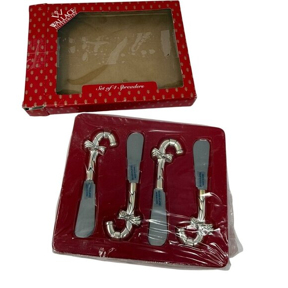 Wallace Silversmiths Candy Cane Spreader Set Of 4 Vintage Silverplated Christmas - Picture 2 of 5